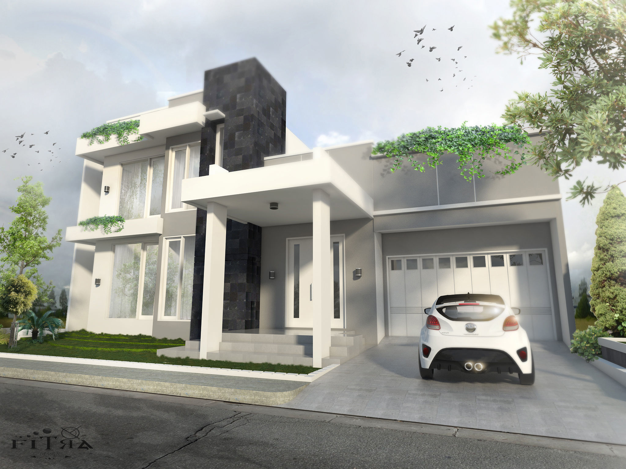 Contemporary house 3D model_1