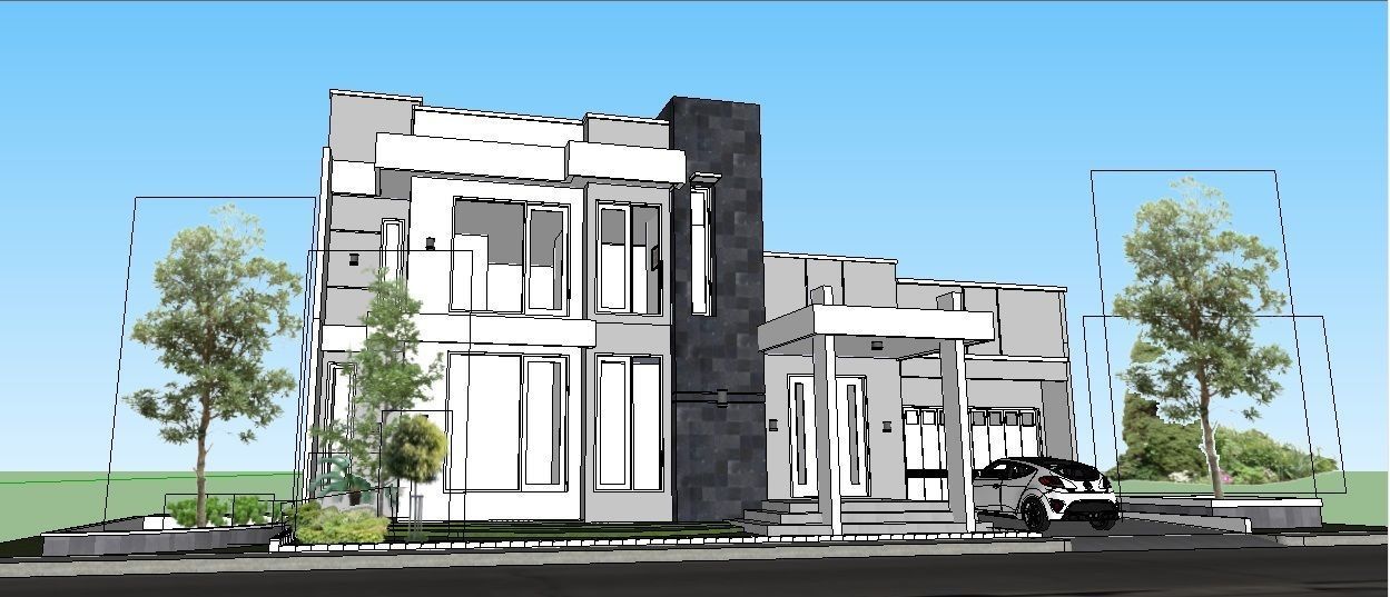 Contemporary house 3D model_2