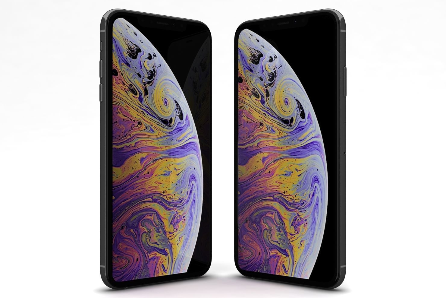 Apple iPhone XS Max Silver Low-poly 3D model_3
