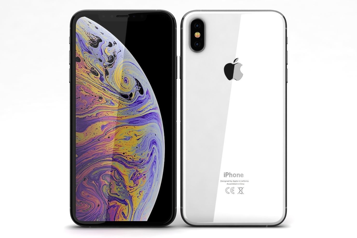 Apple iPhone XS Max Silver Low-poly 3D model_1