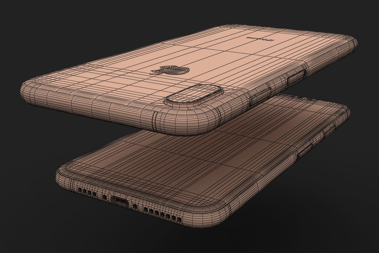 Apple iPhone XS Max Silver Low-poly 3D model_30