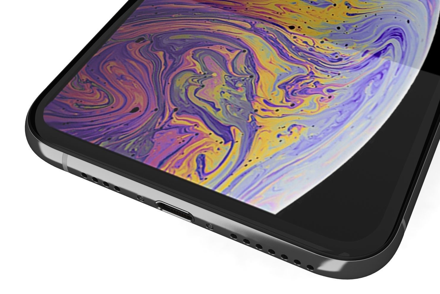 Apple iPhone XS Max Silver Low-poly 3D model_9