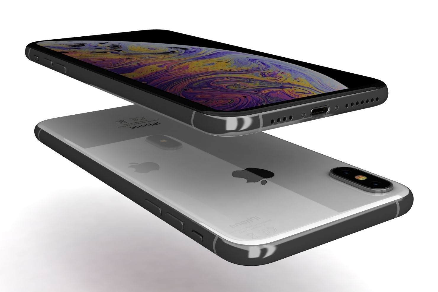 Apple iPhone XS Max Silver Low-poly 3D model_8