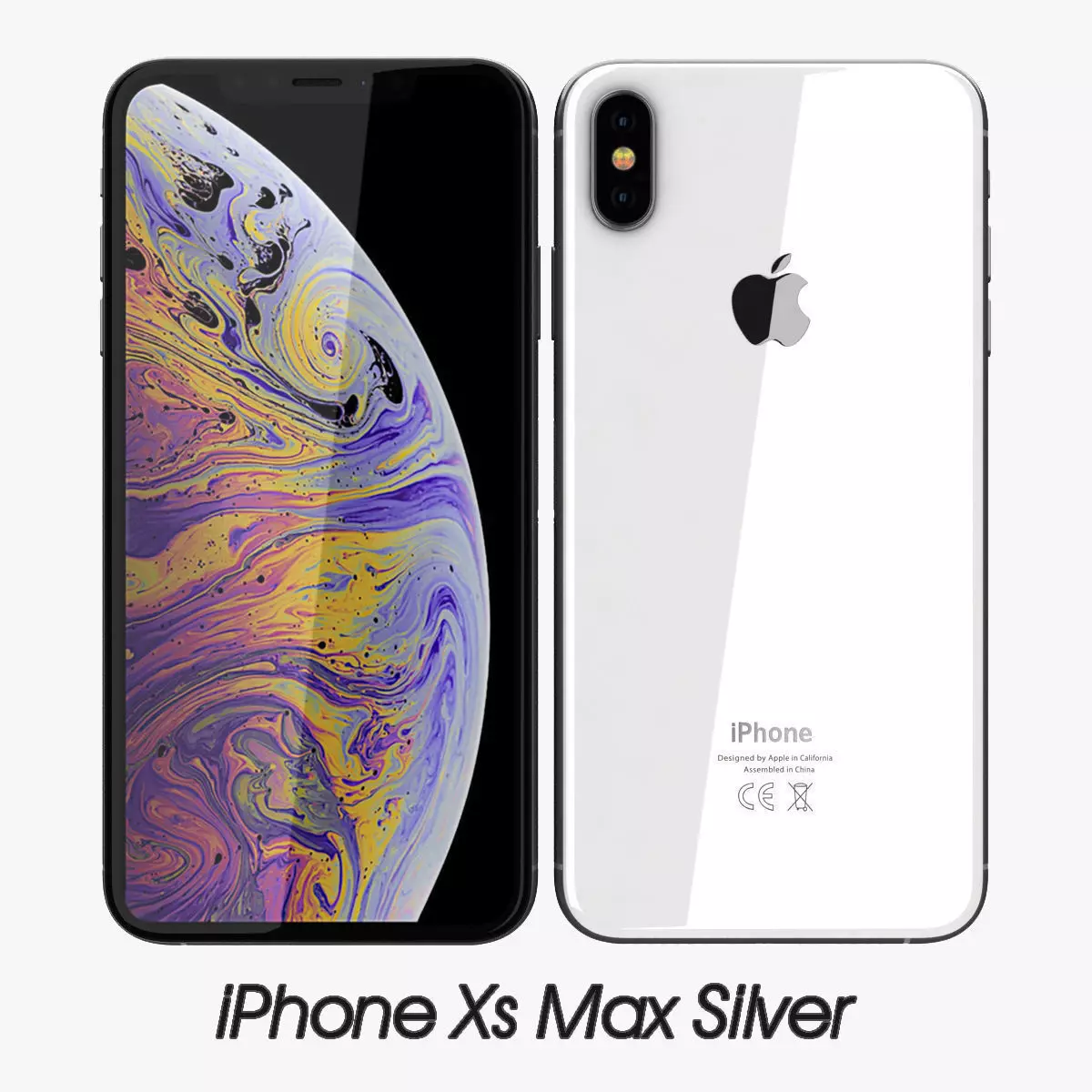 Apple iPhone XS Max Silver Low-poly 3D model_0