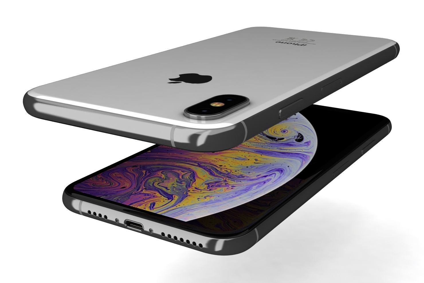 Apple iPhone XS Max Silver Low-poly 3D model_7