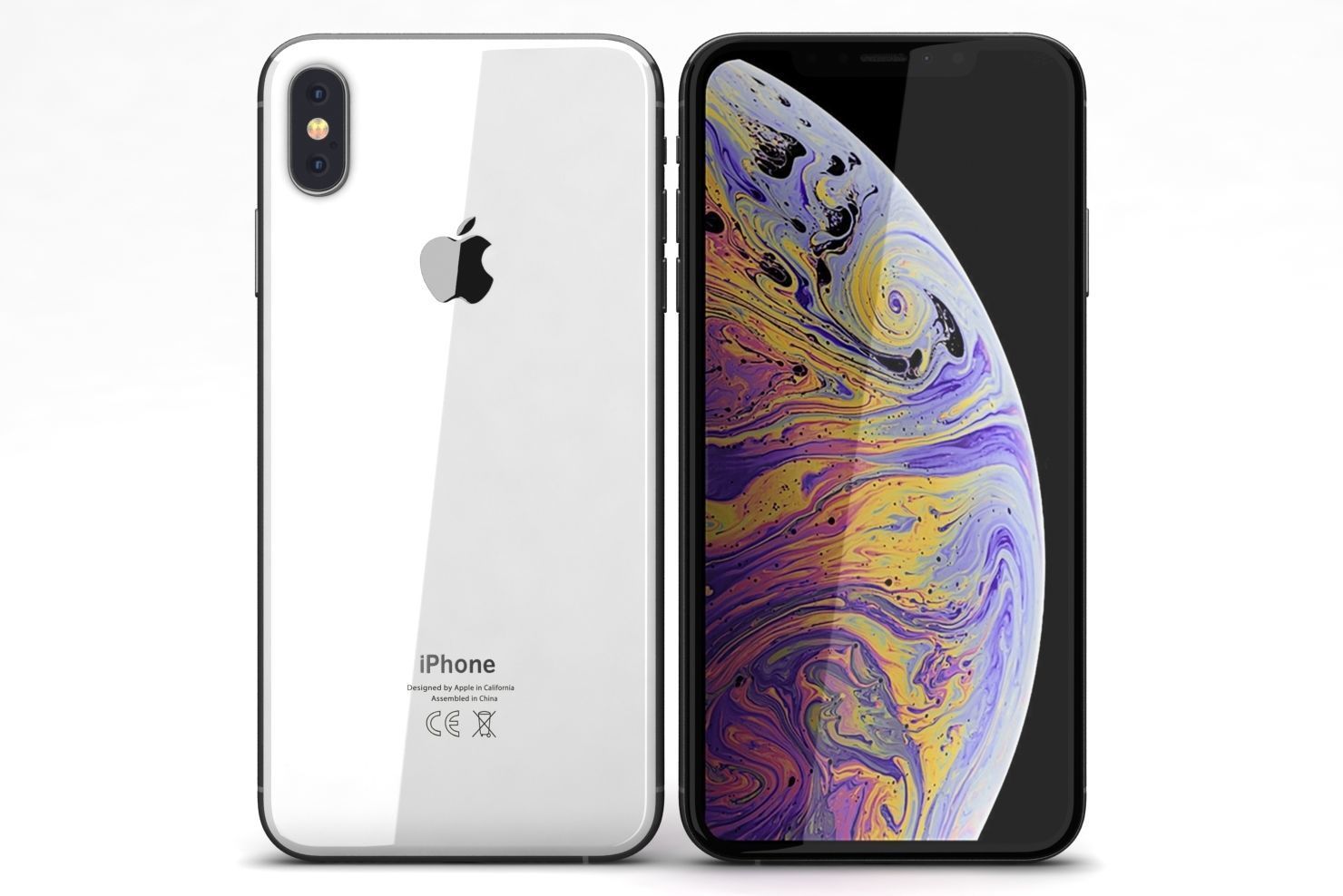 Apple iPhone XS Max Silver Low-poly 3D model_2