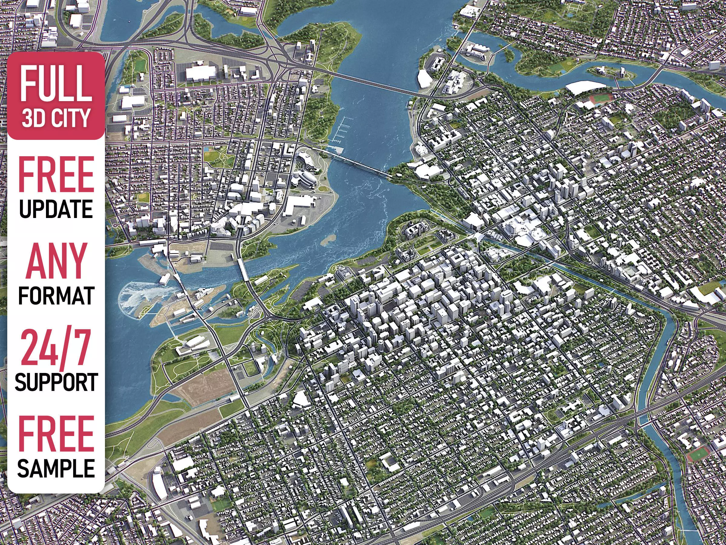 Ottawa - 3D City Model Low-poly 3D model