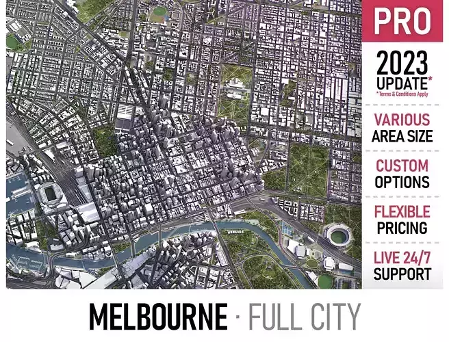 Melbourne Low-poly 3D model