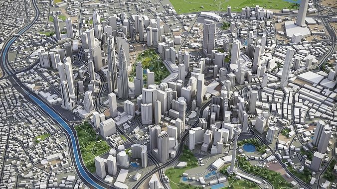 Kuala Lumpur Low-poly 3D model 3
