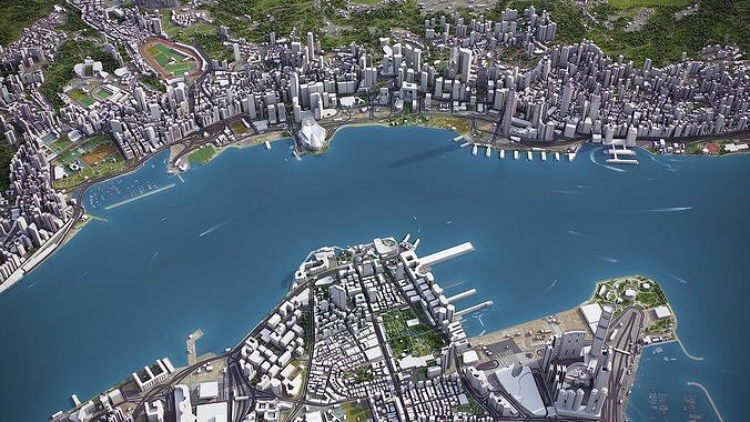 Hong Kong Low-poly 3D model 4