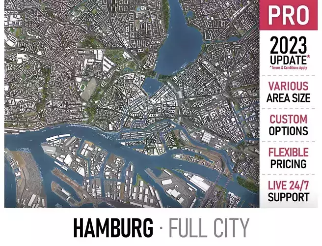 Hamburg Low-poly 3D model