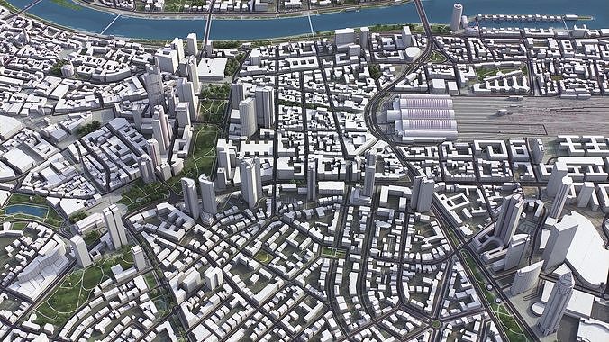 Frankfurt - 3D City Model Low-poly 3D model 6