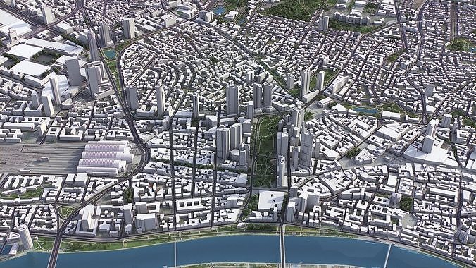 Frankfurt - 3D City Model Low-poly 3D model 2