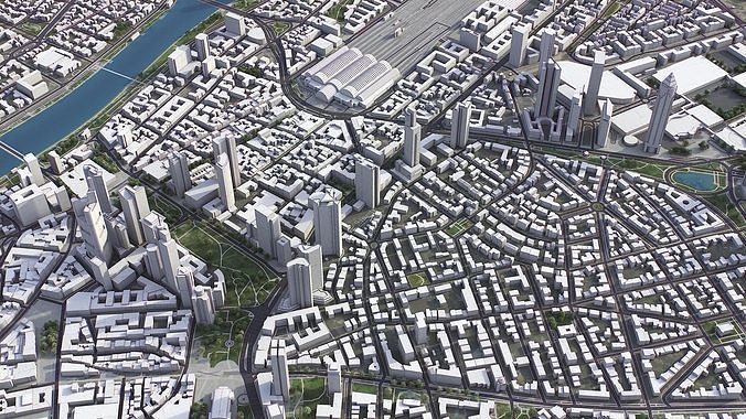 Frankfurt - 3D City Model Low-poly 3D model 5
