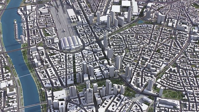 Frankfurt - 3D City Model Low-poly 3D model 4