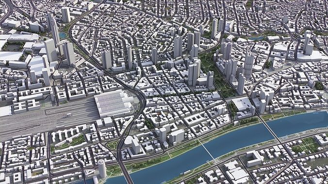 Frankfurt - 3D City Model Low-poly 3D model 3