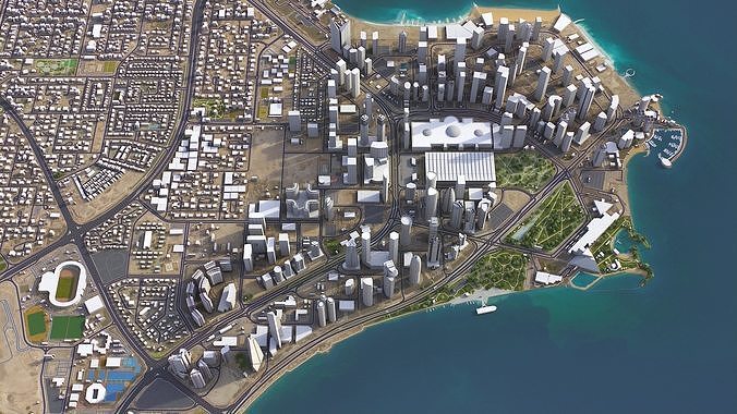 Doha - 3D City Model Low-poly 3D model 3
