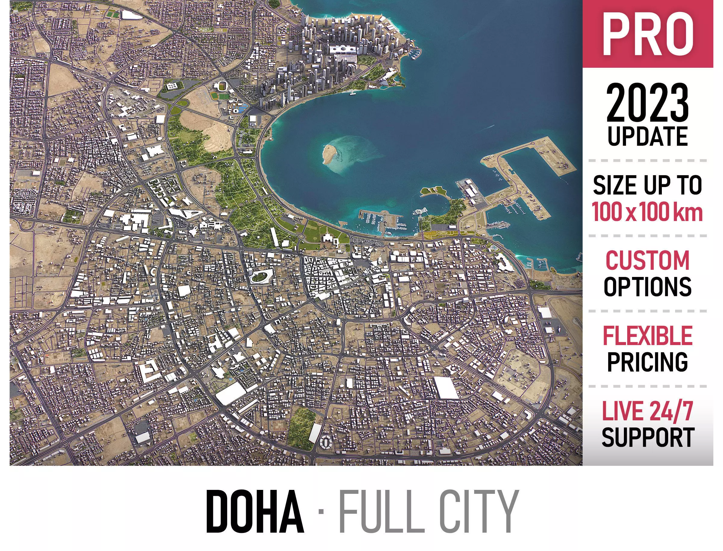 Doha - 3D City Model Low-poly 3D model