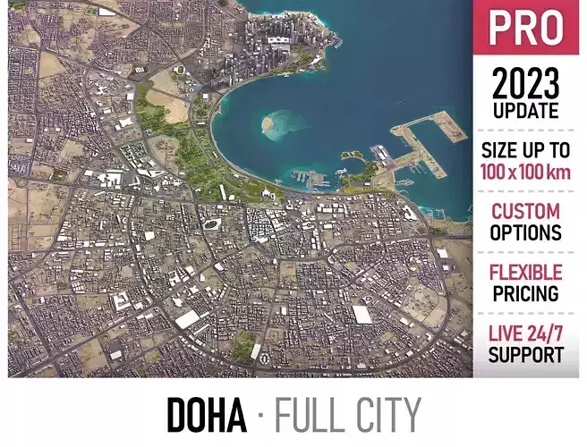 Doha - 3D City Model Low-poly 3D model