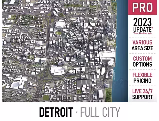 Detroit Low-poly 3D model