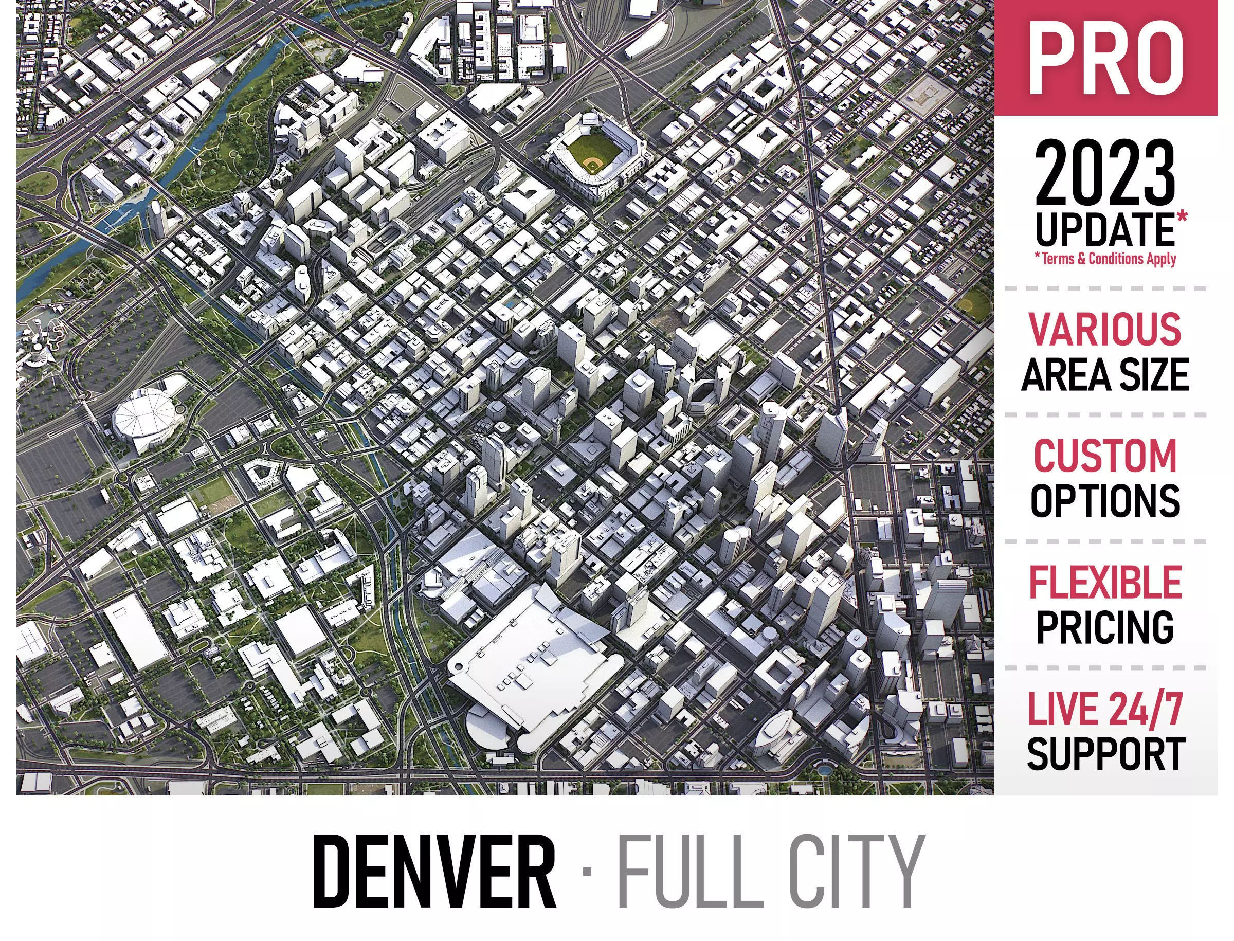 Denver - 3D City Model Low-poly 3D model