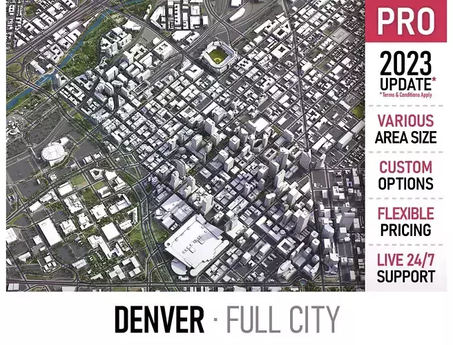 Denver - 3D City Model Low-poly 3D model