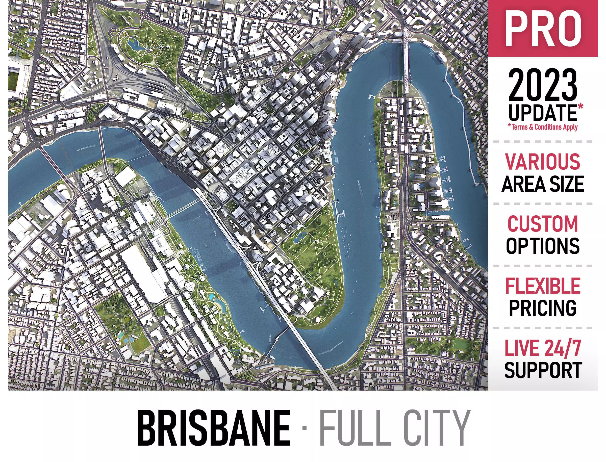 Brisbane - 3D City Model Low-poly 3D model_0