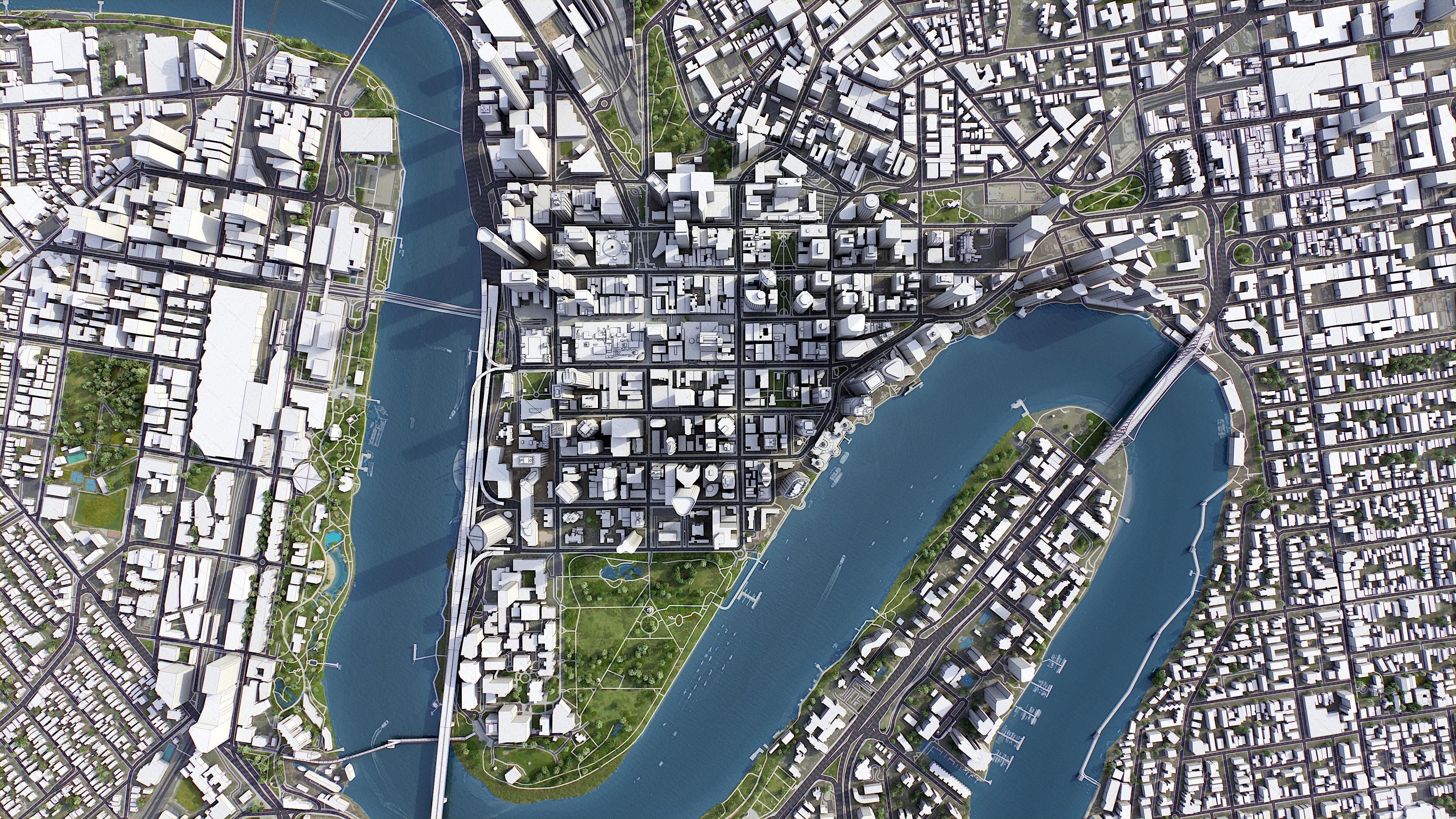 Brisbane - 3D City Model Low-poly 3D model_2