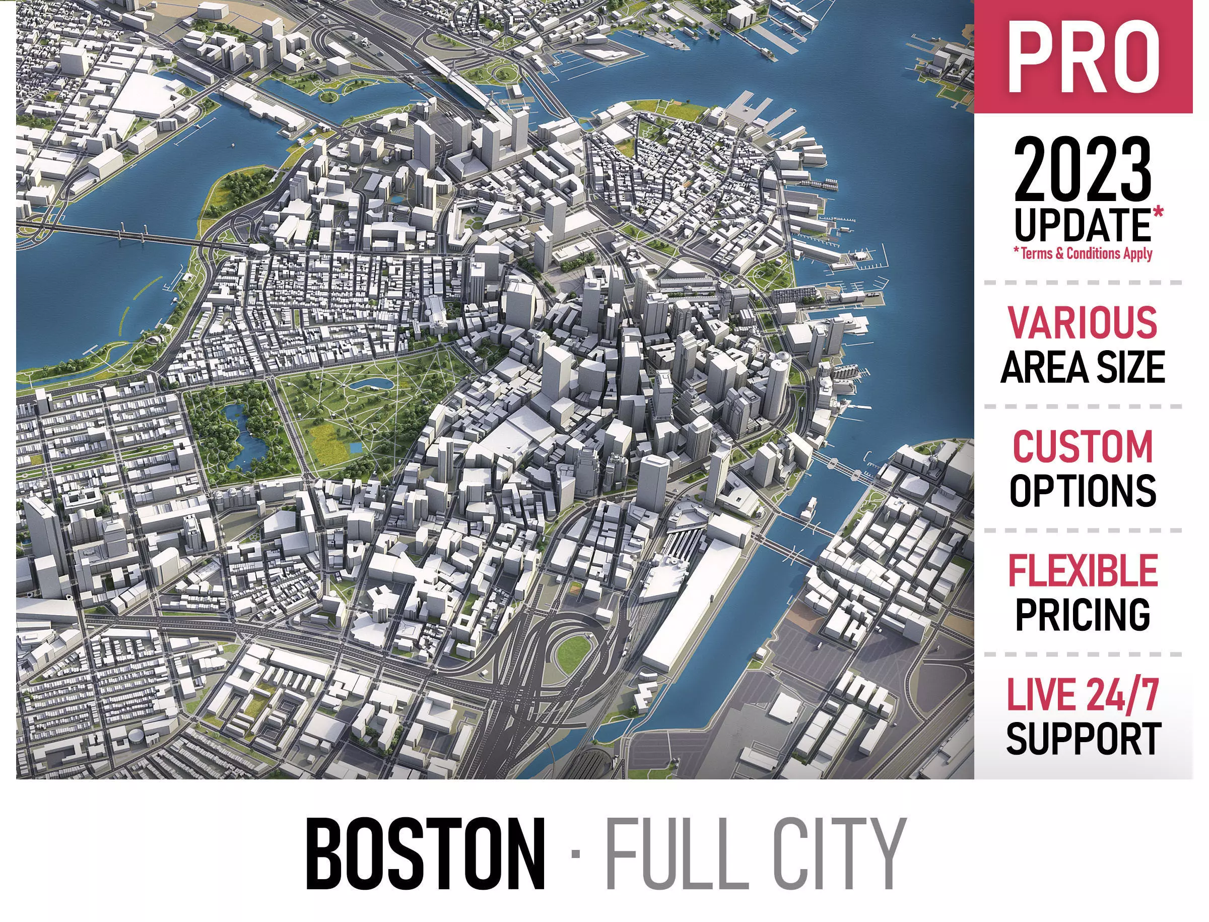 Boston Low-poly 3D model_0