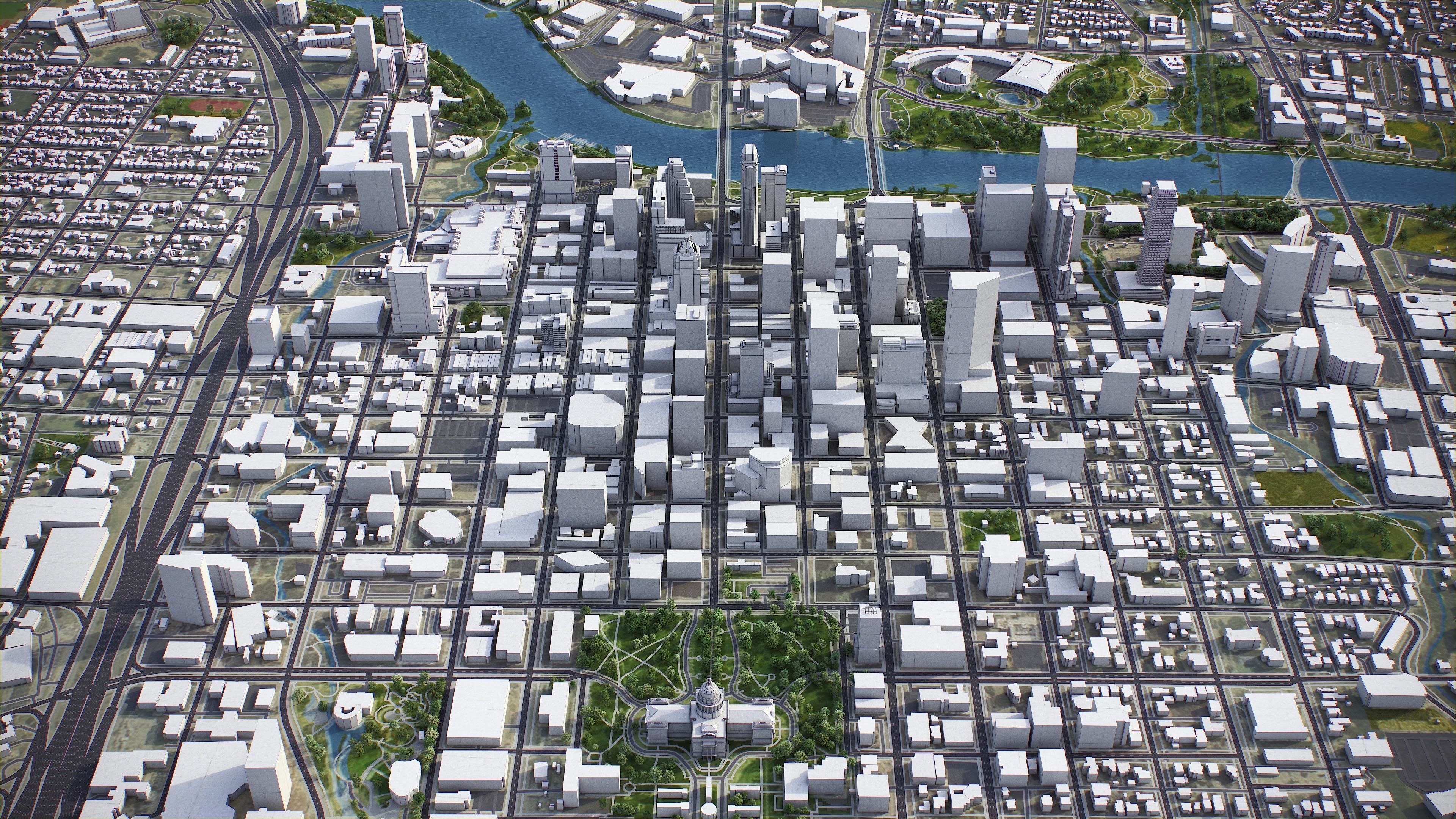 Austin Low-poly 3D model_2