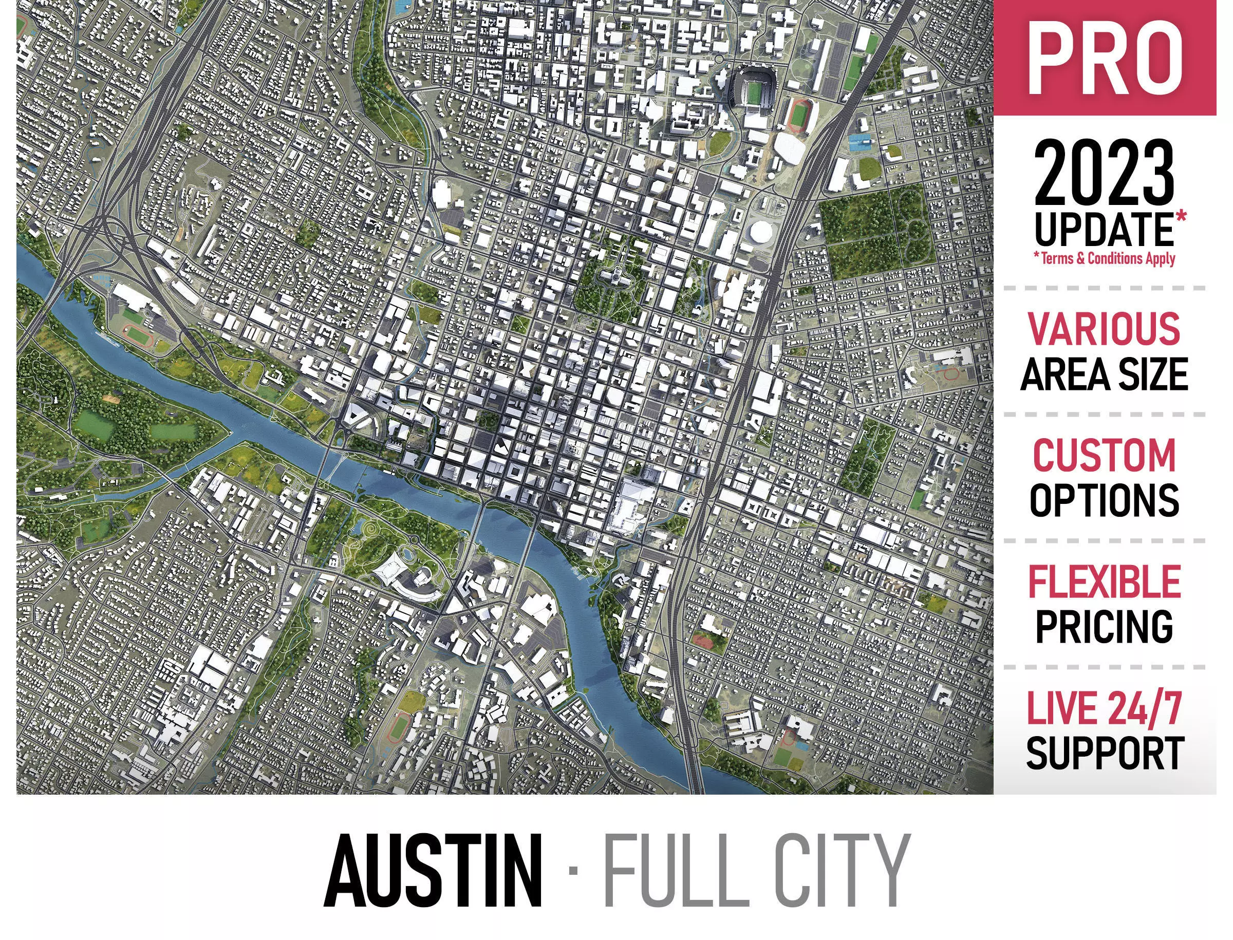 Austin Low-poly 3D model_0