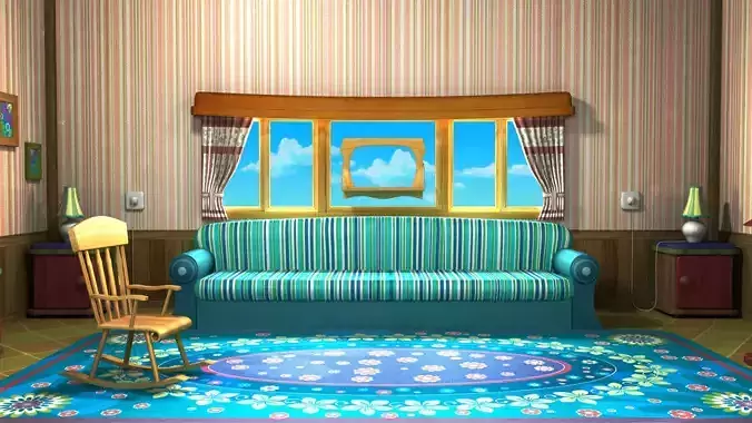 cartoon Hall Interior