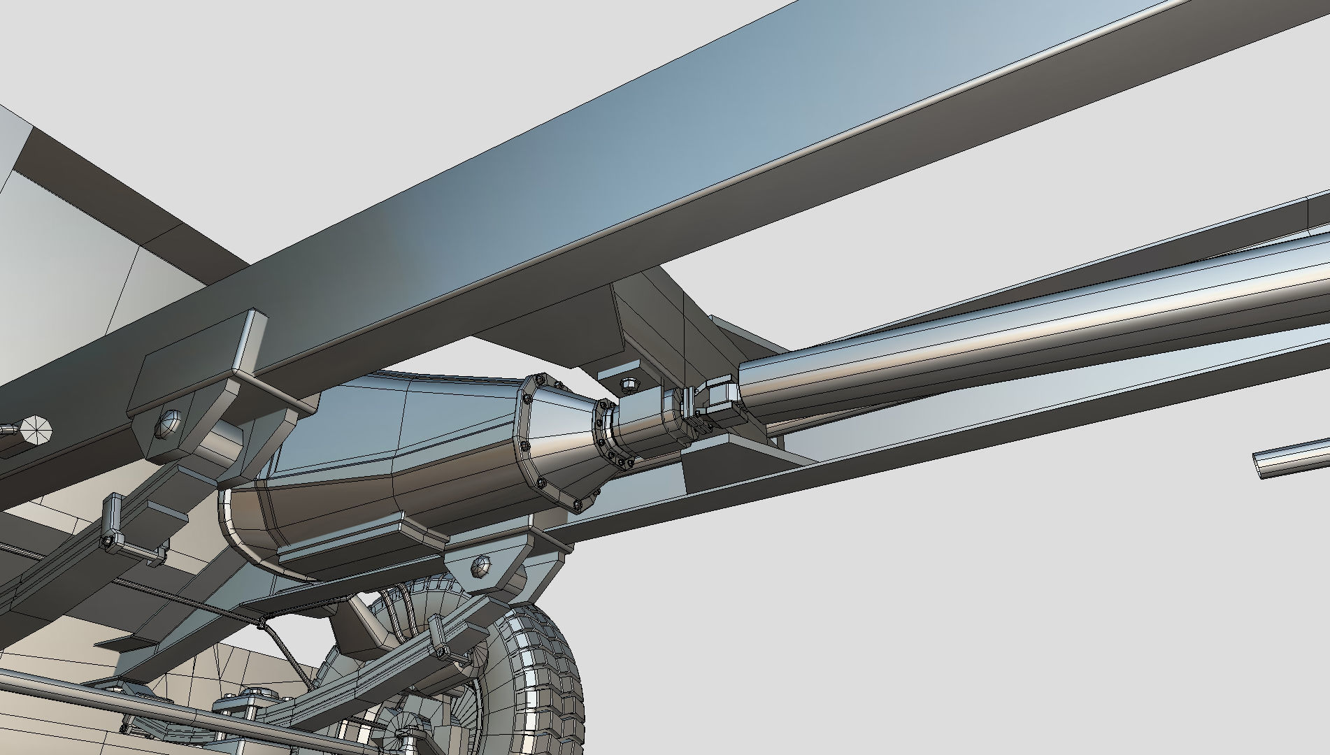 kenworth w900 1984 Chasis LowPoly Low-poly 3D model_13