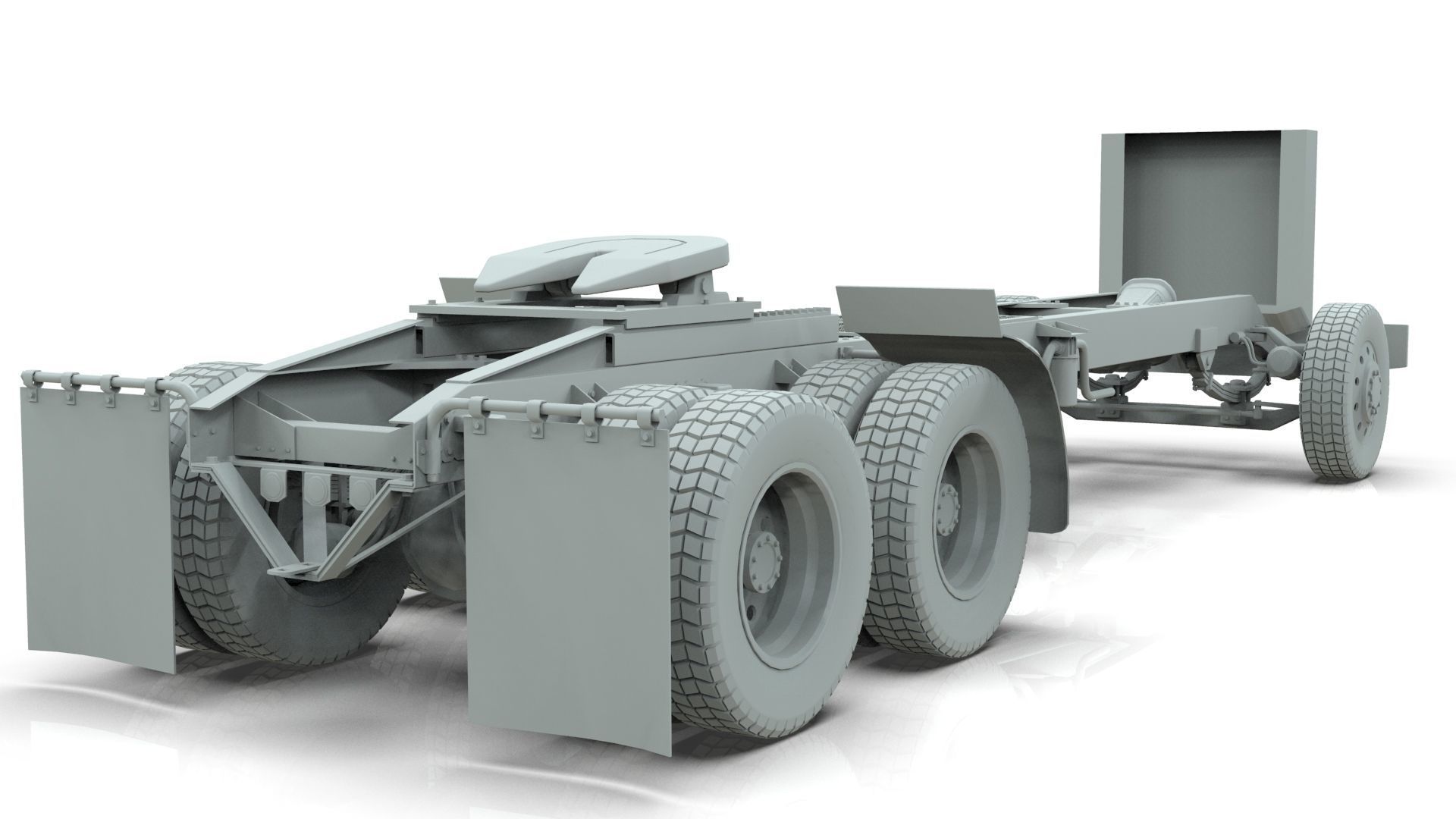 kenworth w900 1984 Chasis LowPoly Low-poly 3D model_6