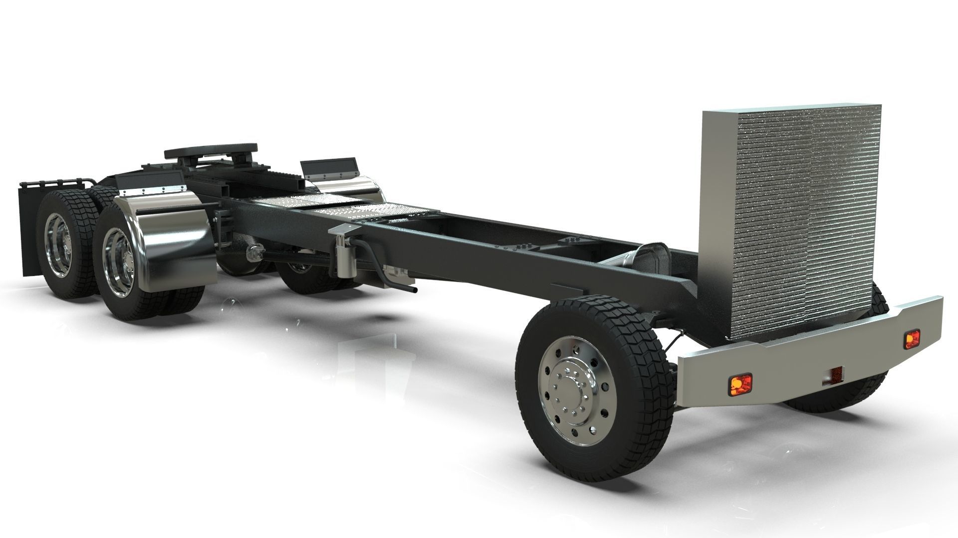 kenworth w900 1984 Chasis LowPoly Low-poly 3D model_3