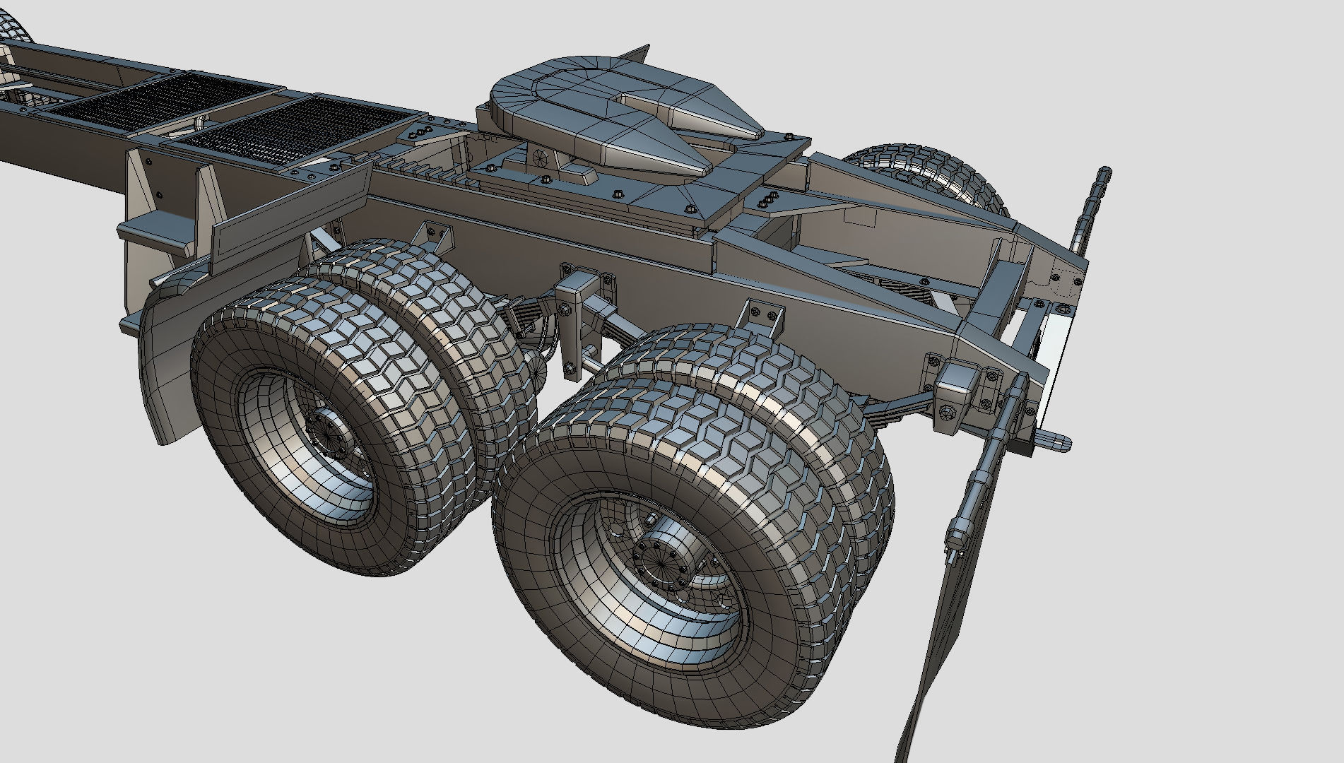 kenworth w900 1984 Chasis LowPoly Low-poly 3D model_18