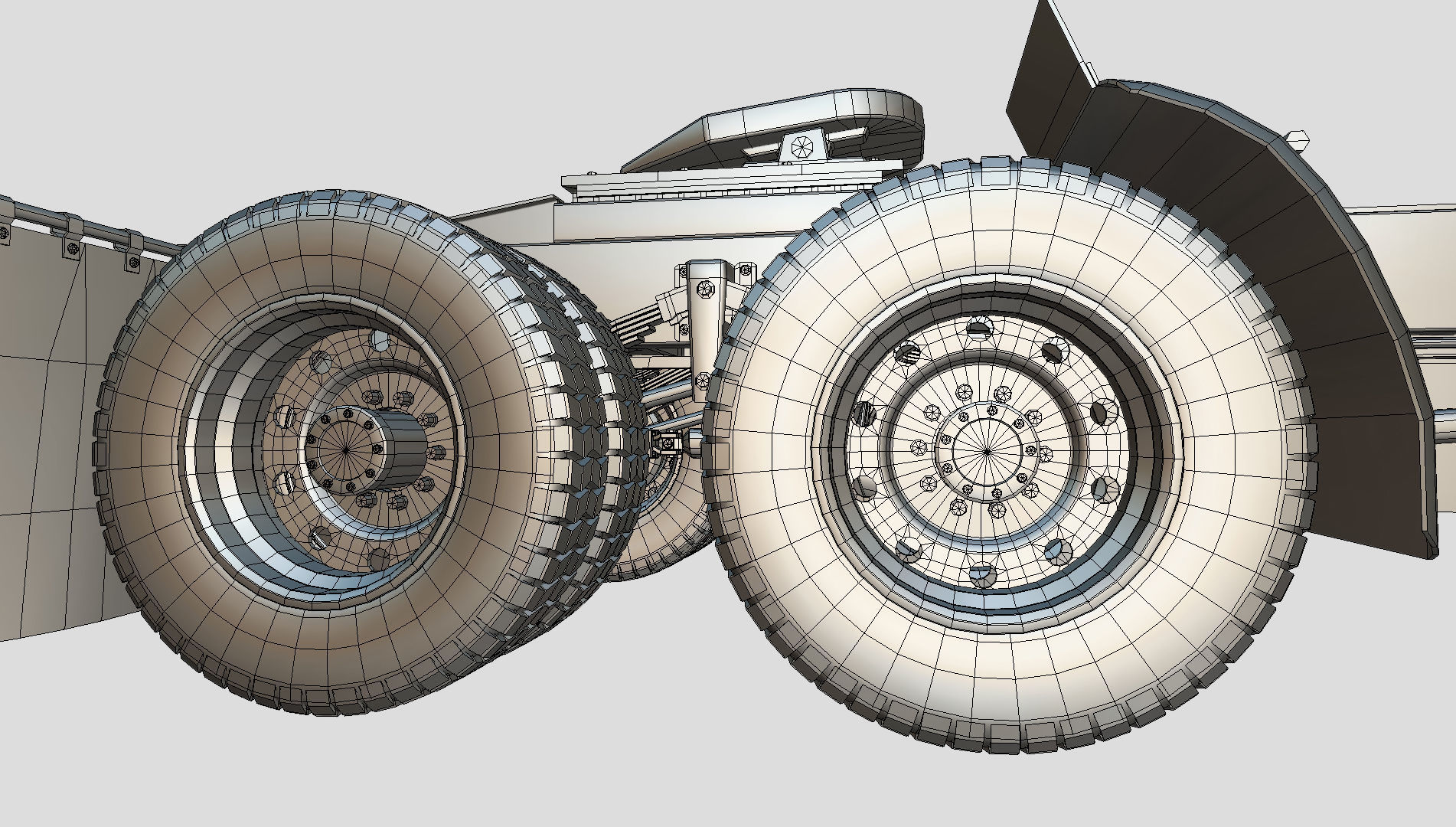 kenworth w900 1984 Chasis LowPoly Low-poly 3D model_23