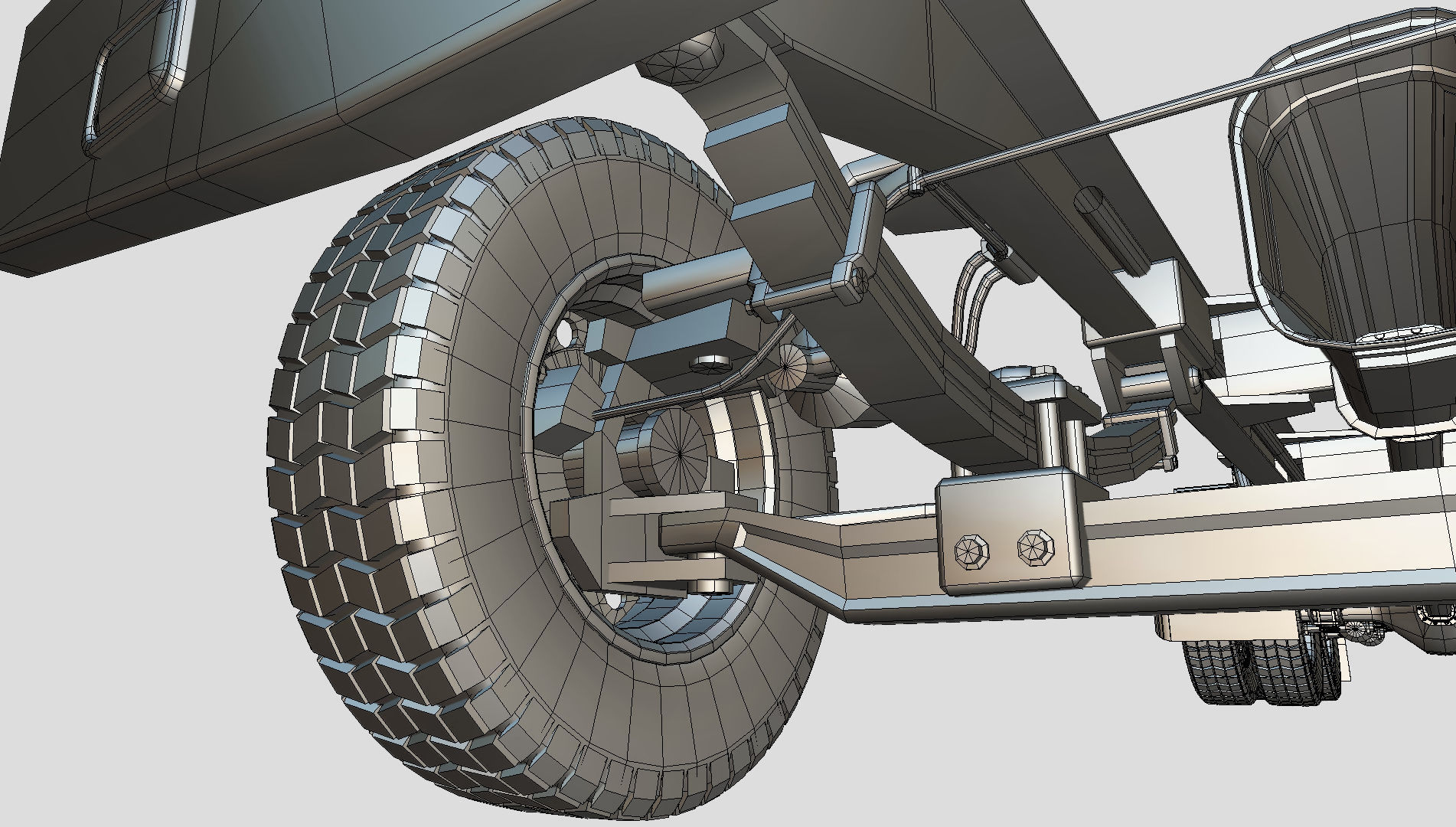 kenworth w900 1984 Chasis LowPoly Low-poly 3D model_14