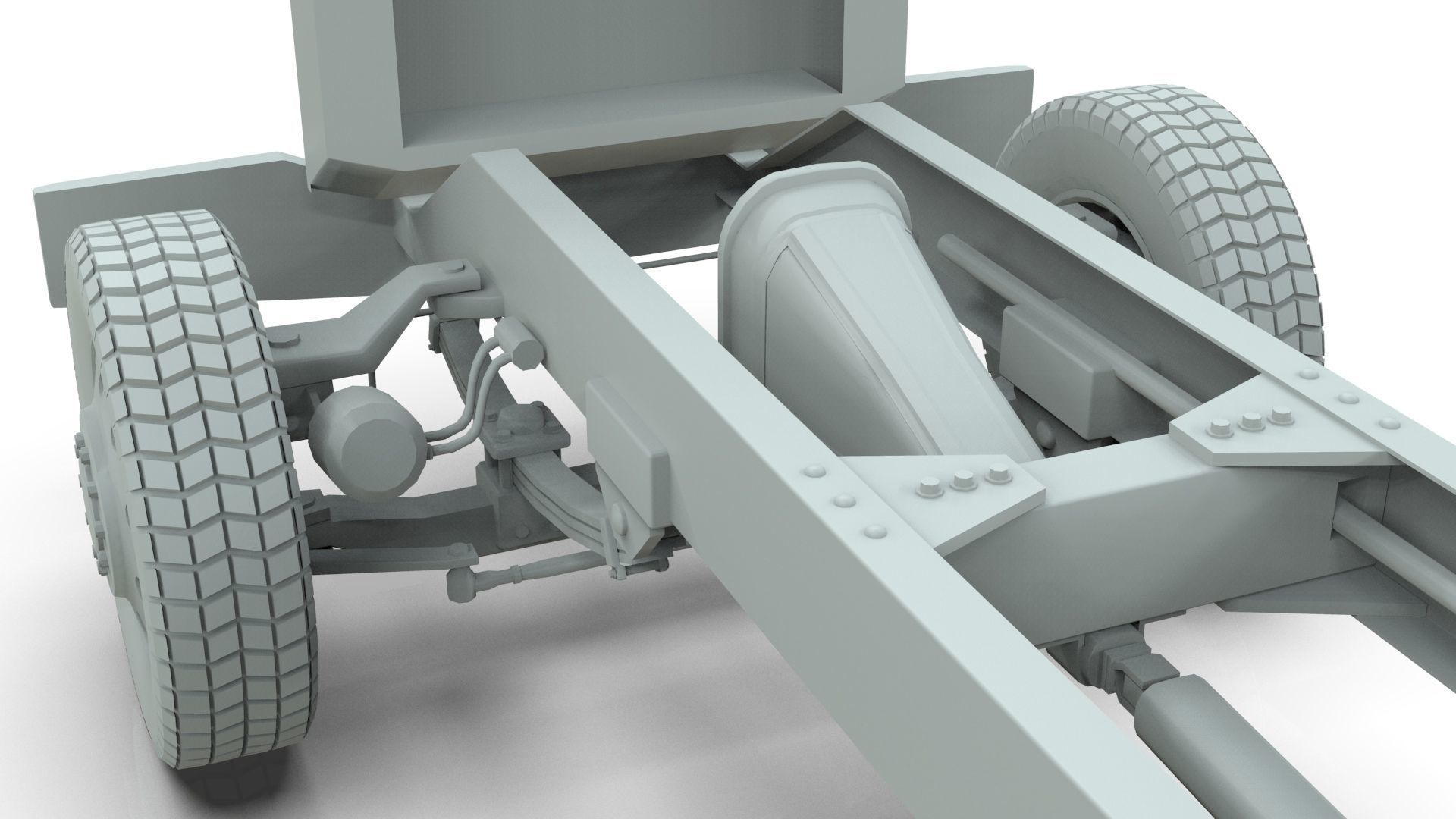 kenworth w900 1984 Chasis LowPoly Low-poly 3D model_8