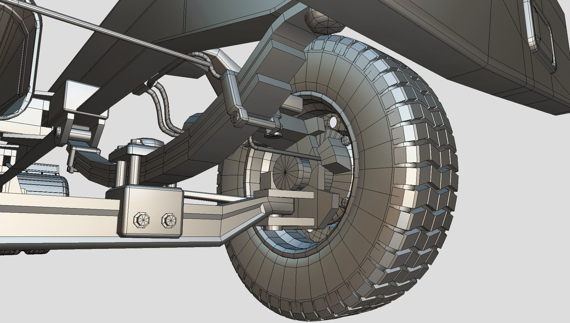 kenworth w900 1984 Chasis LowPoly Low-poly 3D model_11