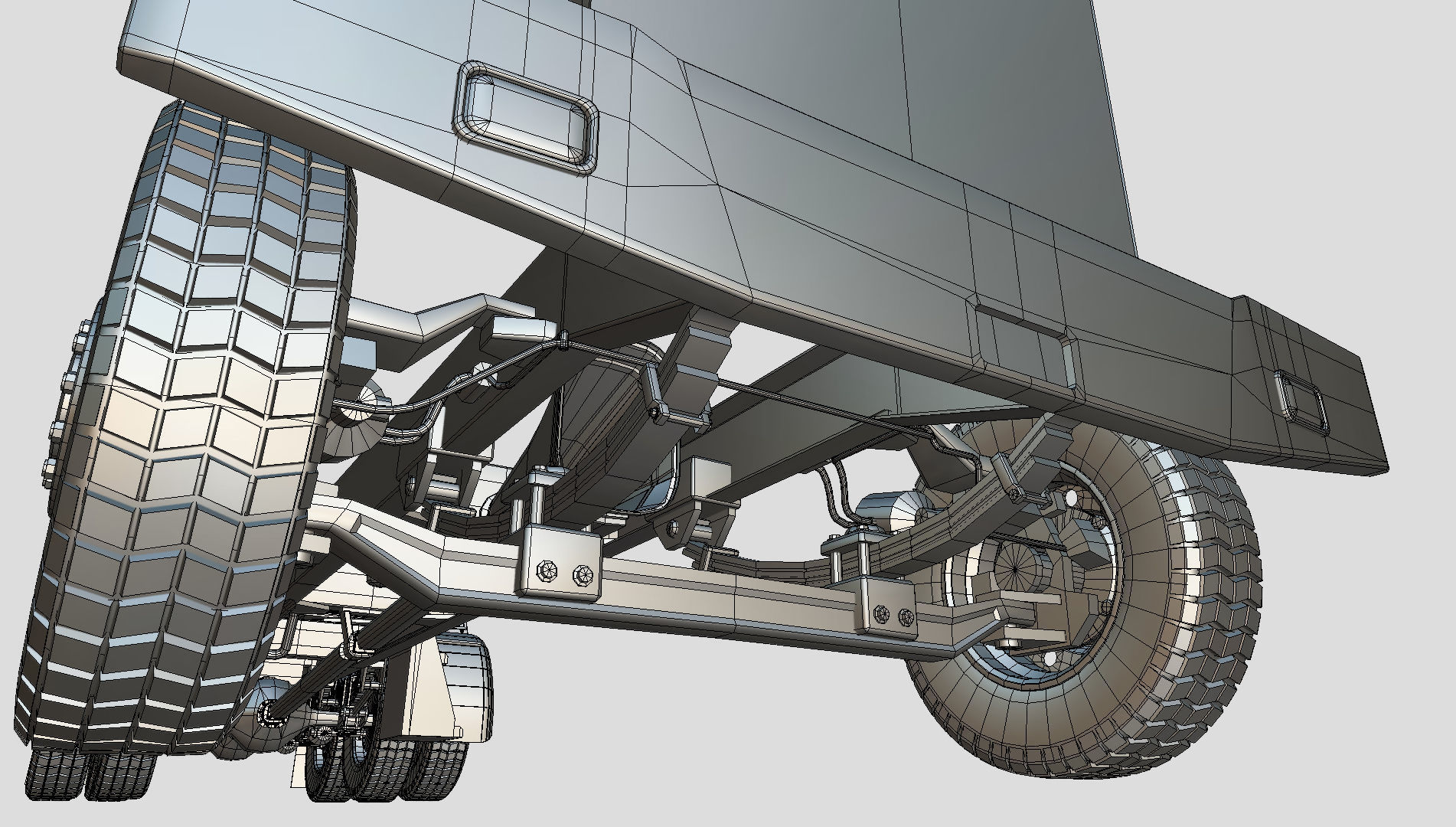 kenworth w900 1984 Chasis LowPoly Low-poly 3D model_15