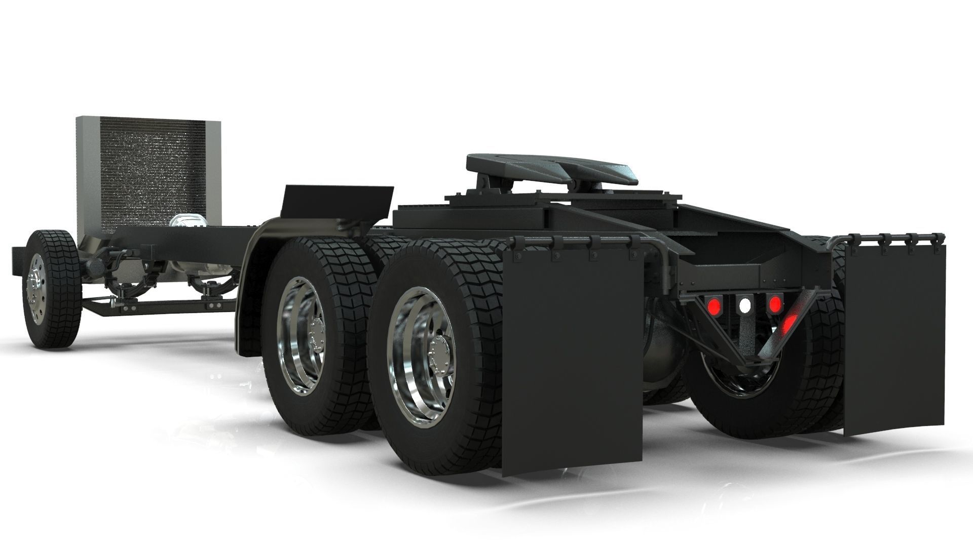 kenworth w900 1984 Chasis LowPoly Low-poly 3D model_4