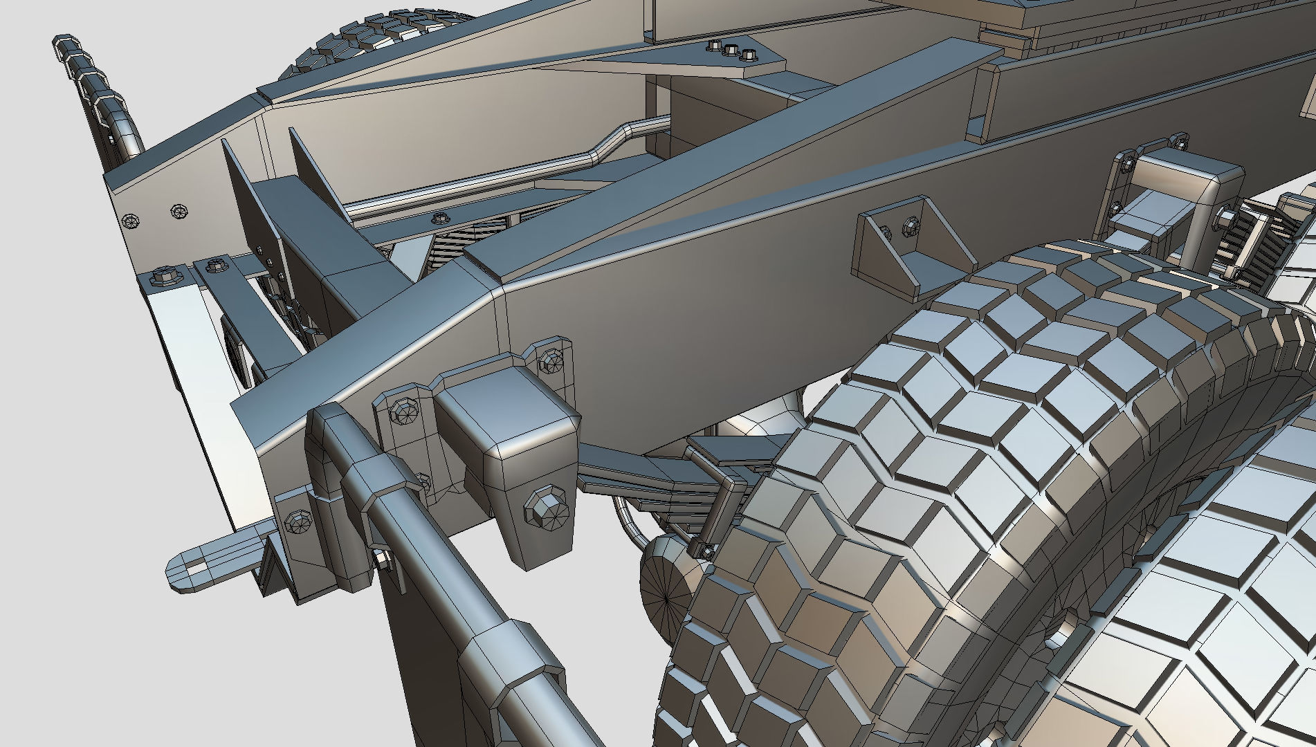 kenworth w900 1984 Chasis LowPoly Low-poly 3D model_21