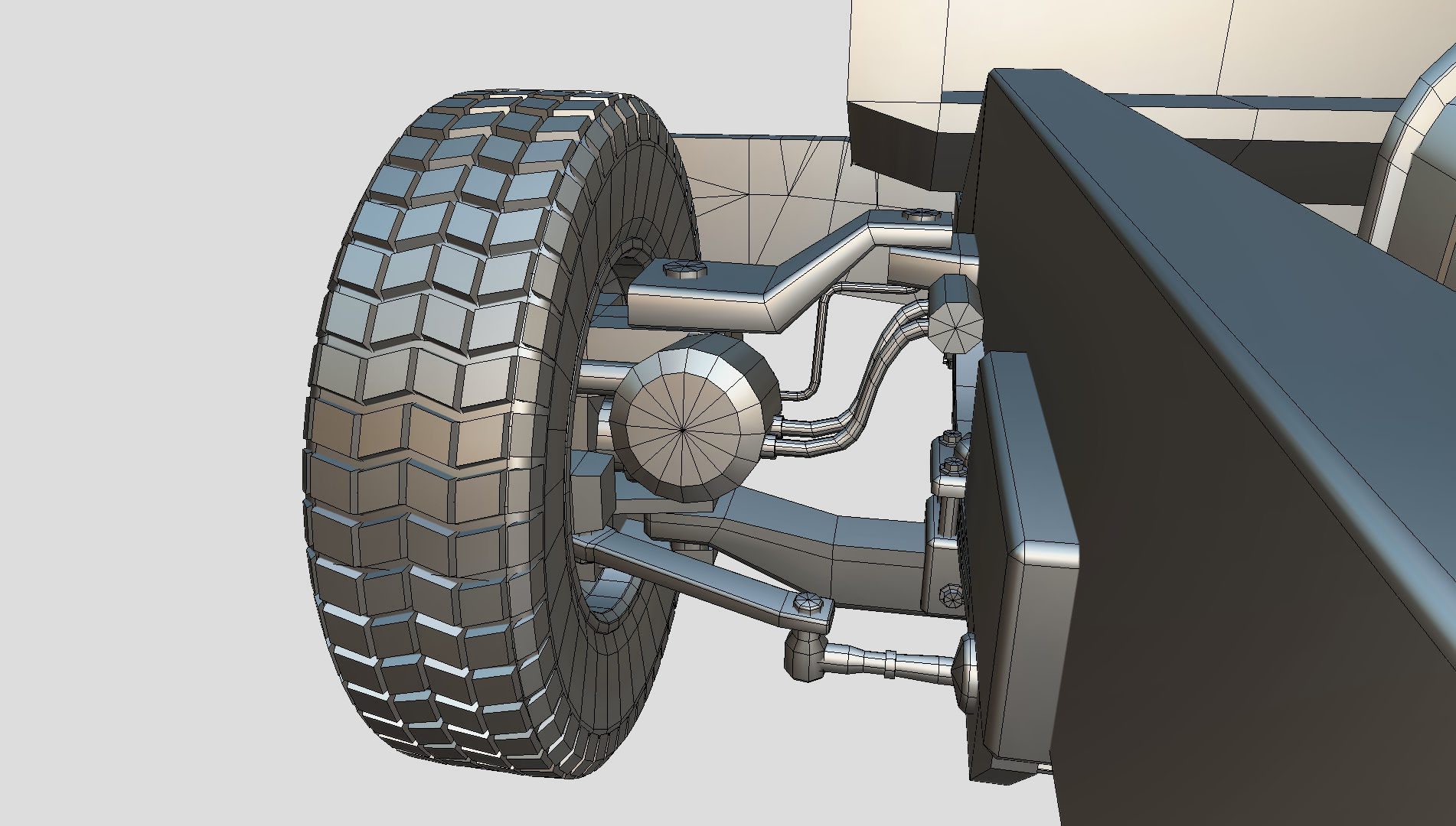 kenworth w900 1984 Chasis LowPoly Low-poly 3D model_26