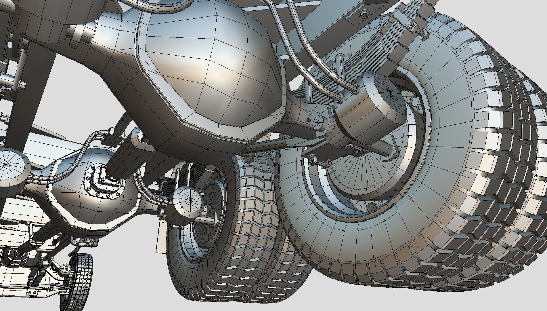 kenworth w900 1984 Chasis LowPoly Low-poly 3D model_19