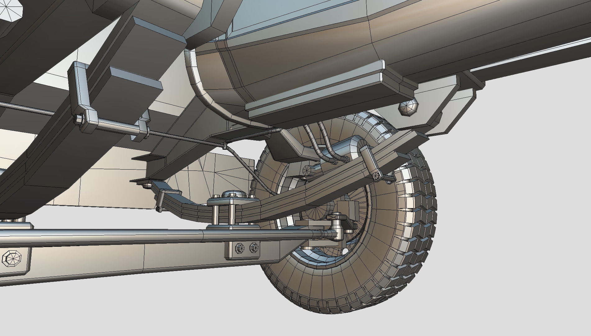 kenworth w900 1984 Chasis LowPoly Low-poly 3D model_12