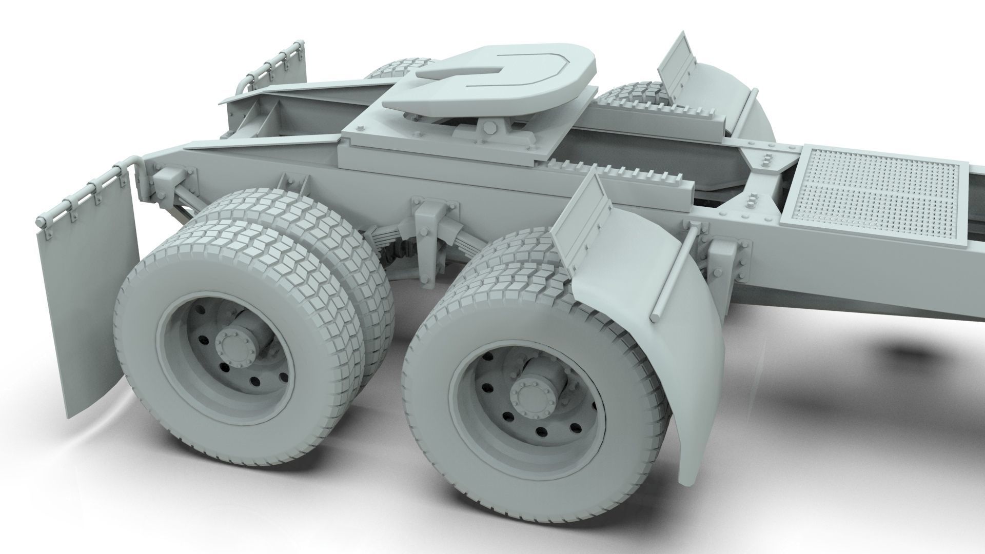 kenworth w900 1984 Chasis LowPoly Low-poly 3D model_7