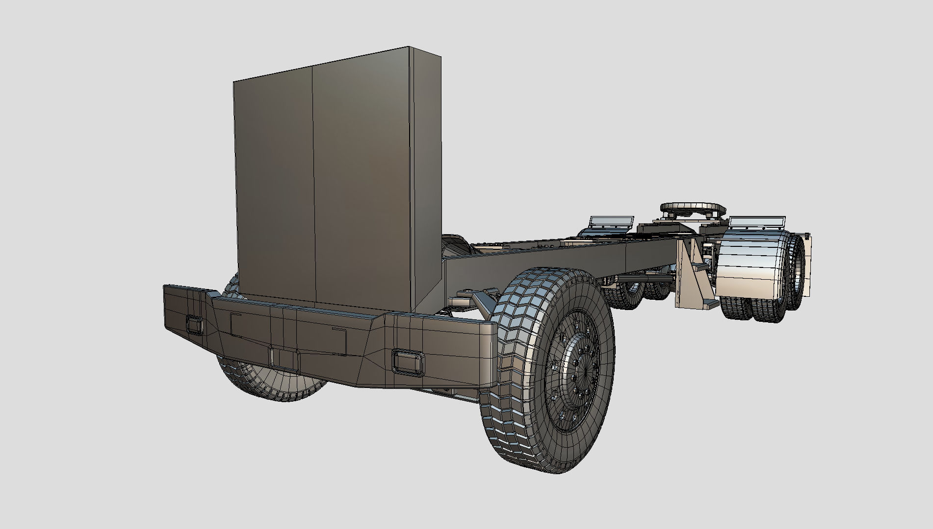 kenworth w900 1984 Chasis LowPoly Low-poly 3D model_9