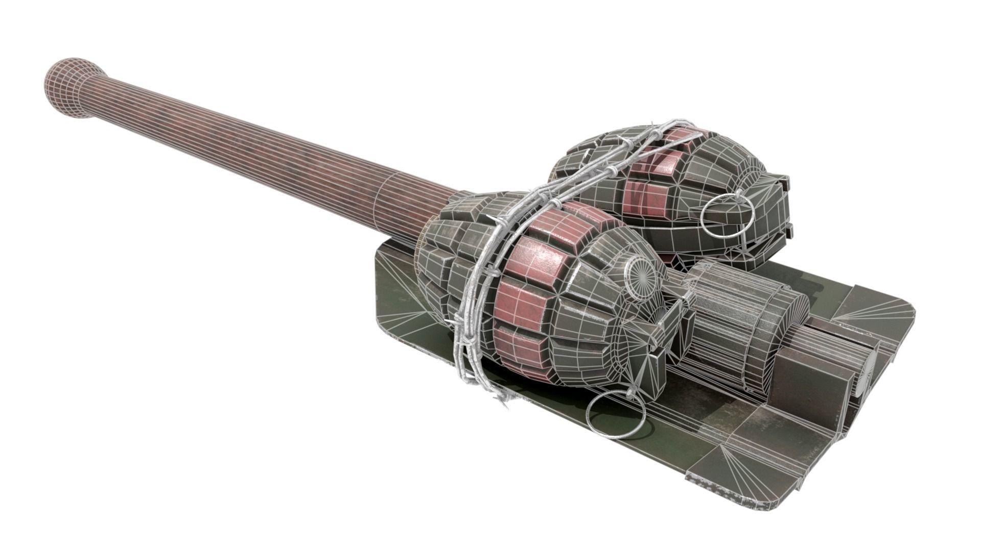 WW2 Improvised Exposive - Folding Shovel Stick Grenade 3D model_5