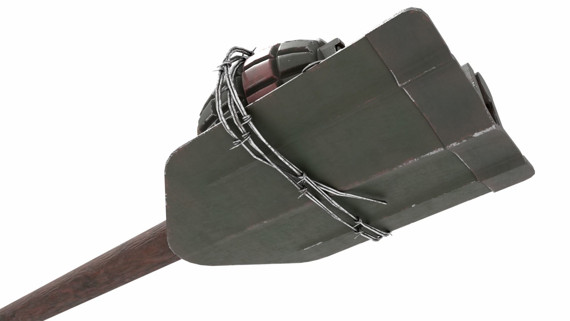 WW2 Improvised Exposive - Folding Shovel Stick Grenade 3D model_20